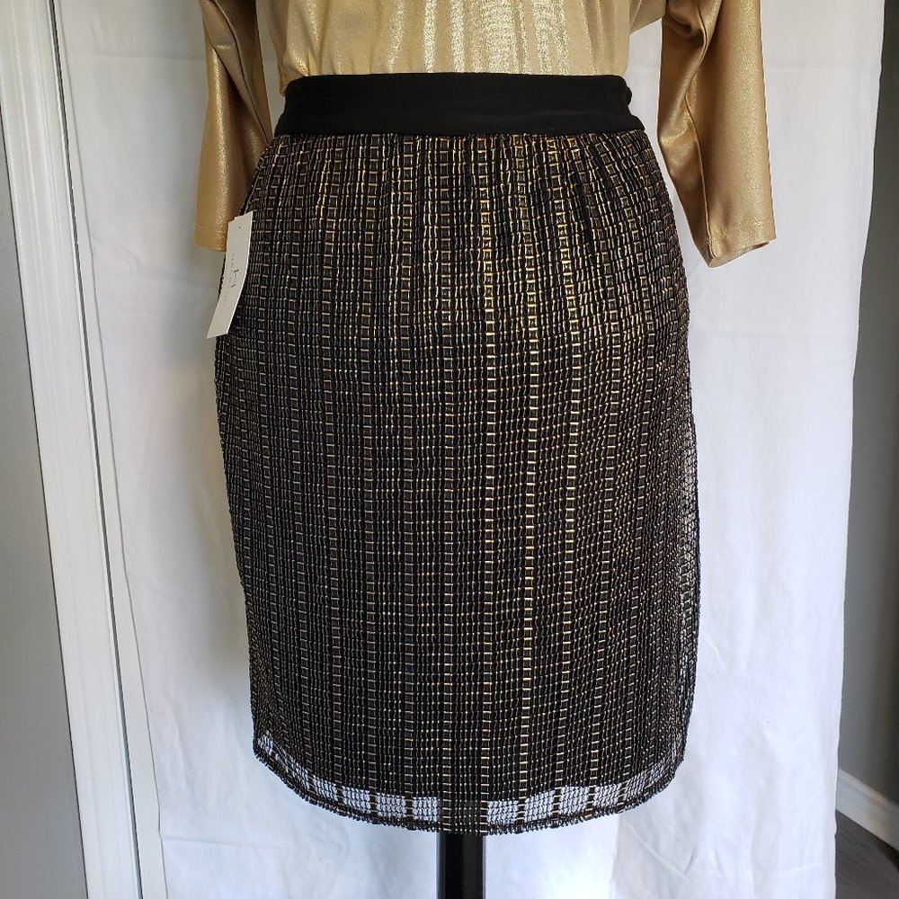 NWT H by Halston black and gold skirt